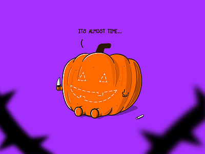 Its Almost Time carving creepy halloween halloween design halloween party horror horror art horror movie horror movies inktober inktober2019 knife october pumpkin pumpkin pie purple scary spooky