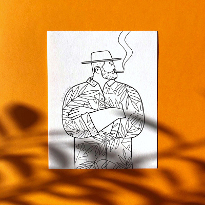 Inktober day 10. Pattern bearded man character character design cigar drawing illustration illustrator ink inktober inktober2019 lineart lumberjack male character minimalistic traditional art