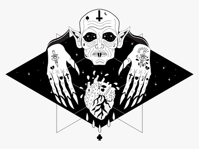 Nosferatu/ Design Something Spooky- Dribbble Weekly Warm-Up adobeillustator blood design dribbble weekly warm halloween horror illustration nosferatu scary tattoo vampire vector