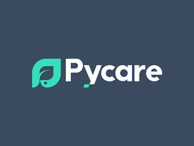 Pycare branding caring coding growth leaf logo mark python snake square web development