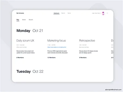 Minimal Timeline & Management Tool concept accessible color theory dashboard managment minimalist schedule ux