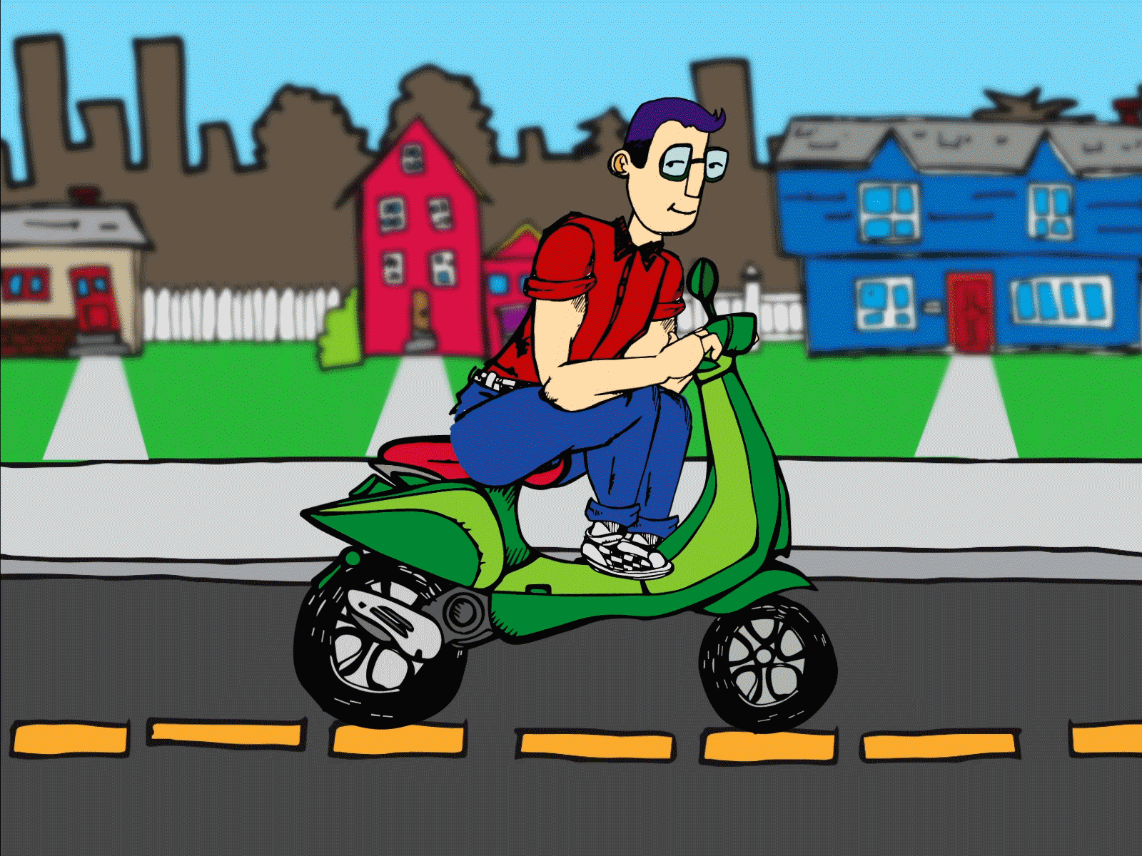 Scooting By Like animation character design gif illustration
