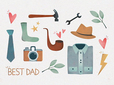 Father's Day dad design fathersday grain texture icon illustration postcard texture