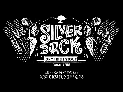 Silver Back blackandwhite branding drawing graphic graphicdesign handlettering illustration labeldesign lettering packaging retro texture typography vector