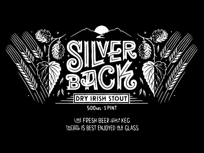 Silver Back blackandwhite branding drawing graphic graphicdesign handlettering illustration labeldesign lettering packaging retro texture typography vector