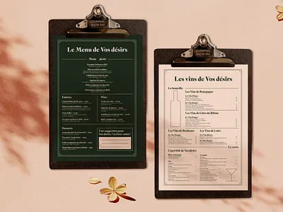 Vos désirs - Identity branding design identity illustration logo menu minimalism restaurant typography