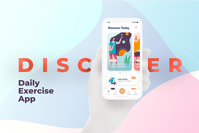 Discover Daily Exercise Mobile App free psd freebie interface iphone mockup mobile app mockup mockup psd ui ux