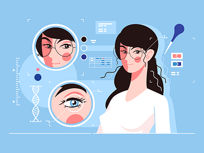 Genetic engineering of charming eyes character engineering eye flat genetic girl illustration kit8 vector