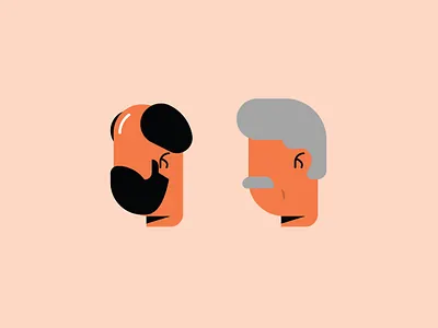 80's 2/3 bald bear design face flat hair illustration iran mustache old portrait ui vector