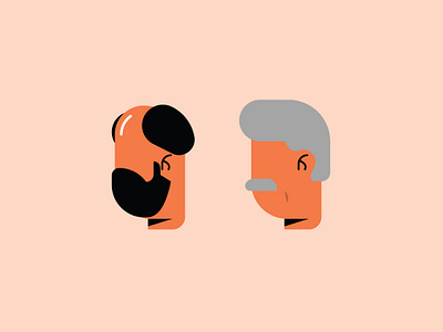 80's 2/3 bald bear design face flat hair illustration iran mustache old portrait ui vector