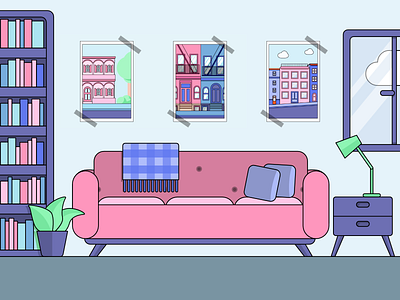 Living Room 2d borders flat design illustration interior livingroom room vector vectorillustration