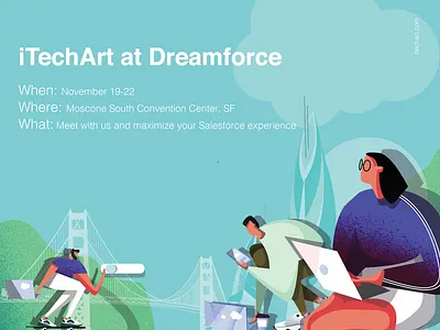 Illustration for iTechArt at Dreamforce charachter charachter design design dreamforce graphic art illustration illustration art itechart salesforce social campaign texture