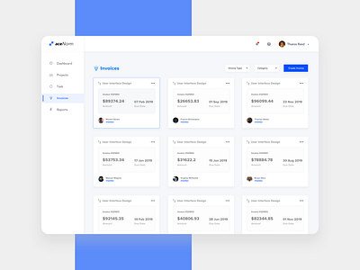 Invoice Organizing Dashboard blue dashboard design ui ux web white
