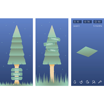 UI Forest : Night test design game illustration student typography ui ui design vector