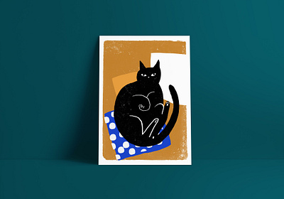 Cool Cat 02 black cat cat illustration