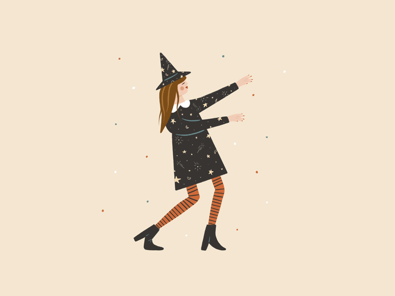 Let's Get Spooky animation art costume dance design halloween hand drawn illustration ladies lady people procreate spooky