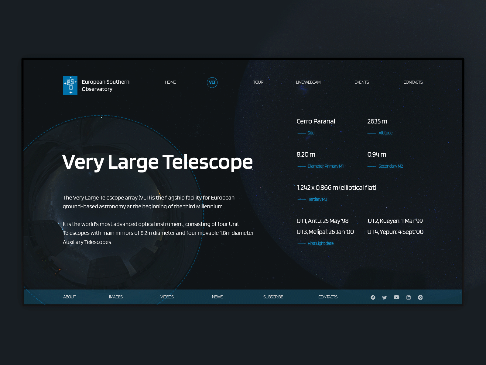 Very Large Telescope animation clean data design interface space telescope ui