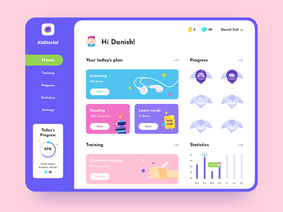 Kiditorial children design editorial education education website flat illustration interface kids learning lesson pink training ui uiux ux web