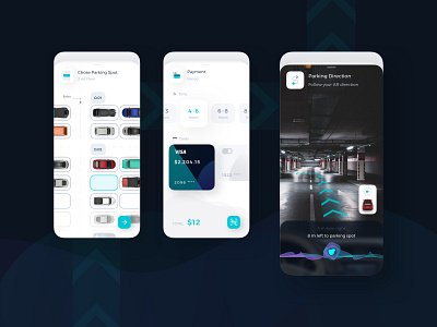 Navigation AR AI Parking Mobile UI ai app design direction icon kit map mobile navigation parking payment sketch ui ux voice control
