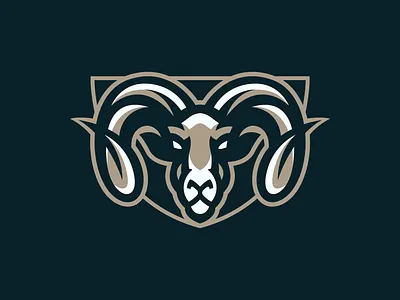 RAM AND SHIELD badge brand brand identity branding esports logo goat goat logo idenity illustration logo logotype mascot logo ram rams shield shield logo sports sports branding sports logo vector