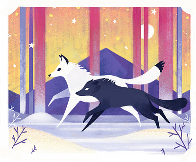 Night and Day art digital illustration illustration art illustration digital wolf