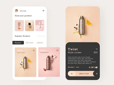Beauty product app UI 2019 trend app beauty design ecommerce shop stores ui ux