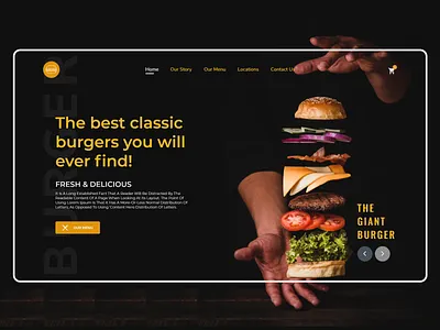 Concept Website - Burger Restaurant app branding burger concept design dribbble landing page menu minimal praveen restaurant ui uidesign web web design website design
