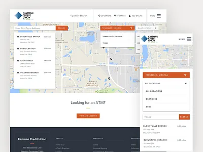 Interactive Locations Map banking banking app branch find flex interactive interactive map location locations map near me responsive search ux ui