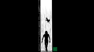 INJURED blackandwhite brandon lee crow eric draven illustration movie procreate the crow