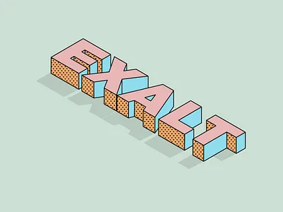 EXALT blue green isometric isometric design muted colors orange pink type typography