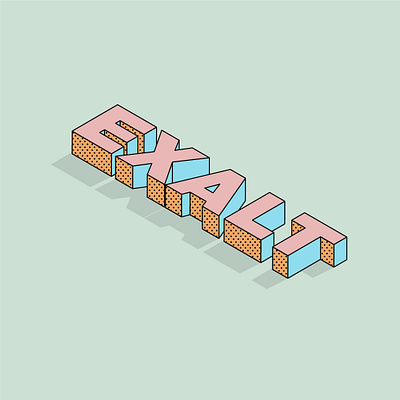 EXALT blue green isometric isometric design muted colors orange pink type typography