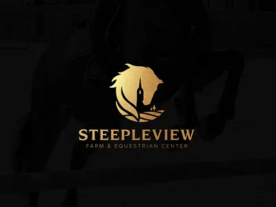 Equestrian Logo Concept branding design equestrian farm logo gold horse horse logo logo luxury steeple steepleview vector