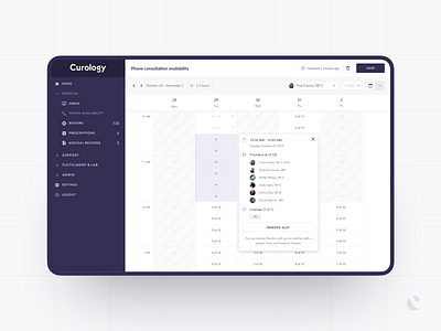 Phone Consultations - Provider View booking calendar curology dashboard doctor medical phone call scheduler sketch telemedicine ui ux