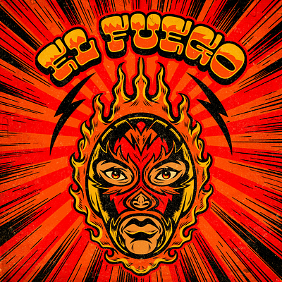 El Fuego illustration luchador luchalibre mexico retro type vector vintage wrestling