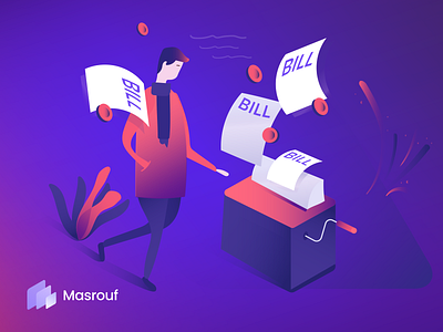 Masrouf Illustration bills budget editorial illustration expenses financial fintech icons illustration illustration art illustrations isometric machine marouf money wallet wallet app wallets