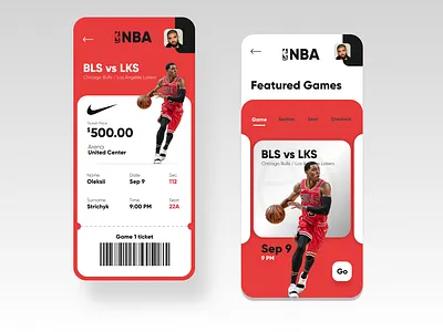NBA ticket app concept animation app branding design figma flat illustration photoshop ui ux