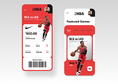 NBA ticket app concept animation app branding design figma flat illustration photoshop ui ux