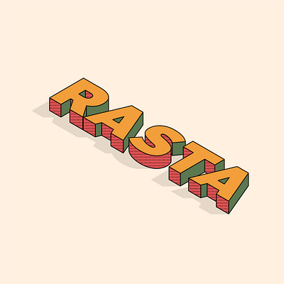 RASTA cream green isometric muted colors red type typography yellow