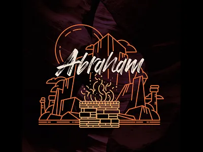 TEAM ABRAHAM bible church fire illustration mountains orange summer camp team typography yellow youth