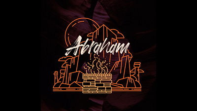 TEAM ABRAHAM bible church fire illustration mountains orange summer camp team typography yellow youth