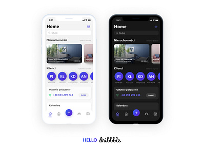 Hello Dribble dark mode firstshot hello dribble home screen iphonex mobile app ui design