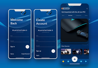 Playstation companinon UI app design figma ui ux