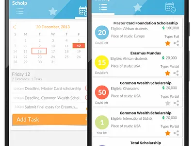 Scholarship deadline reminder ui ux