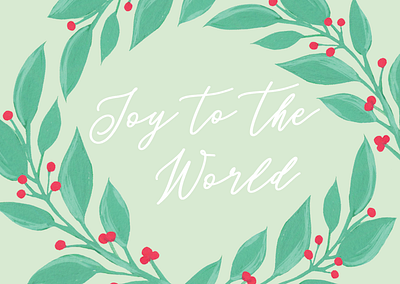 Joy to the World card christmas christmas card christmascard gouache handpainted holly illustrator jolly joy merry paint stationery