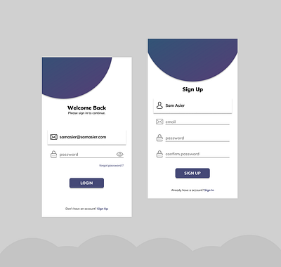 Login and Sign Up App app design mobile mobile ui ui ux