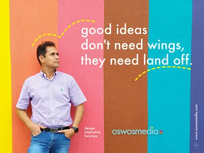 landing • good ideas don't need wings, they need land off ads colorfull composition good ideas interactive oswosmedia photo