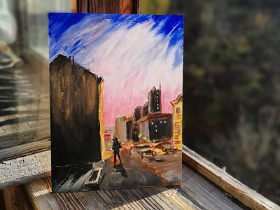 On the way home after a long workday acrylic acrylic art acrylic painting art drawing evening instaart kyiv kyivstreet landscape sky street traditional art ukraine ukrainian urbansketch акрил