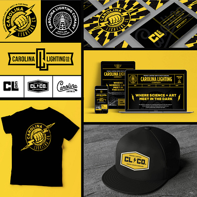 Carolina Lighting Co. brand brand identity branding design branding identity electrical electrical logo electrician hat hat design lighting logo logodesign logos tshirt design webdesign