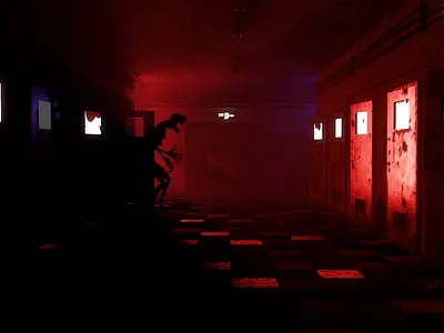 eerie asylum corridor 3d 3danimation animation asylum blender corridor horror horror film hospital monster movie red render scifi shortfilm video