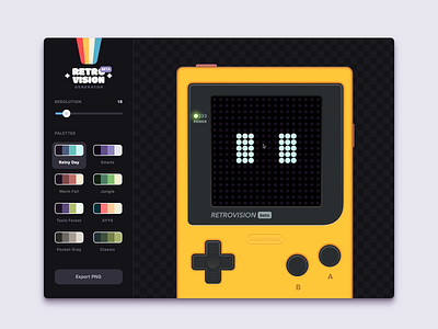 Image Processing App (Vue.js + WebGL shaders) app game boy gui interface p5.js p5js retro ui vue.js vuejs webgl